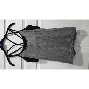 Athleta Strappy Back Built-in Bra Tank Top - Gray & Black